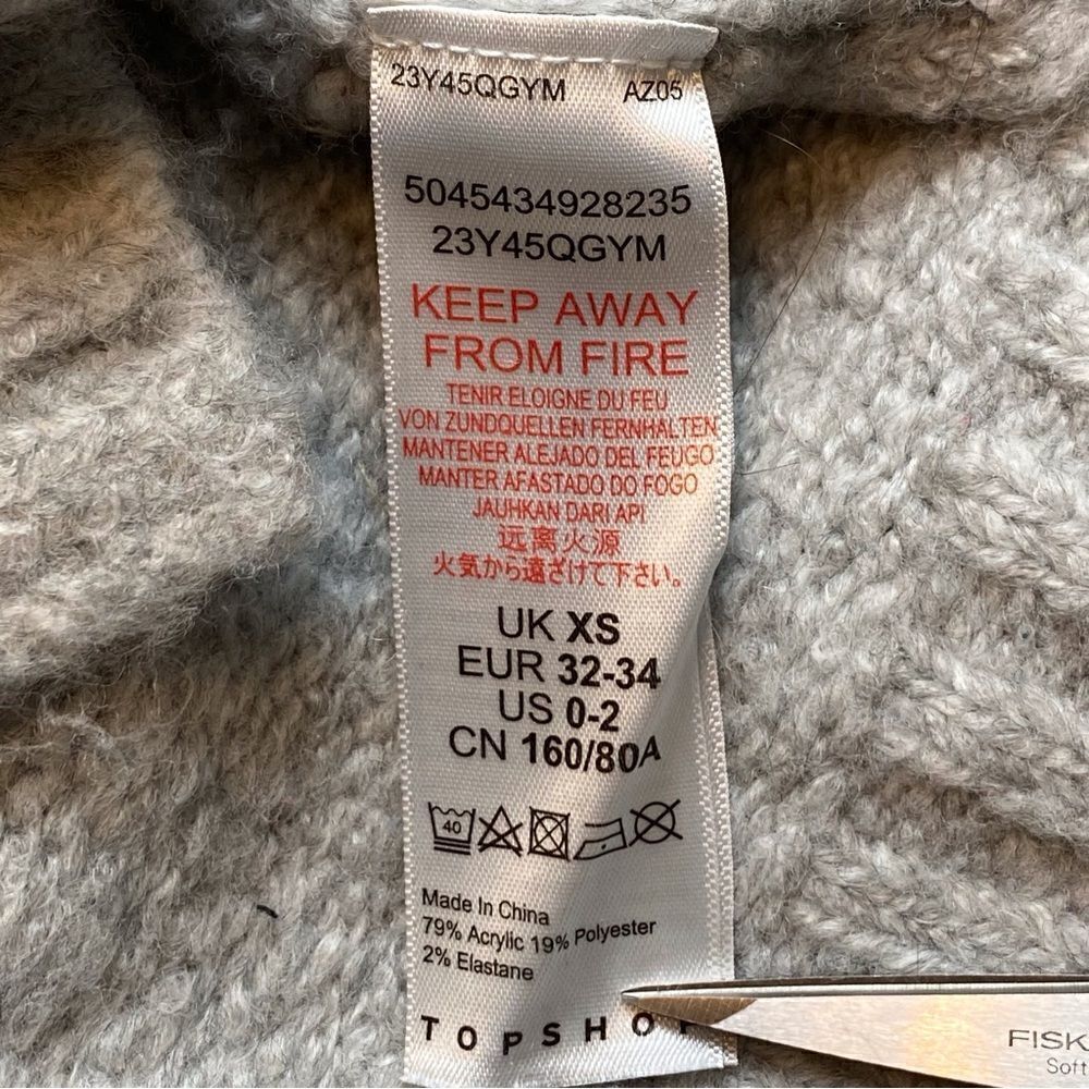 TopShop Gray Crew Neck Long Sleeve Sweater Size 2 - Picture 5 of 10